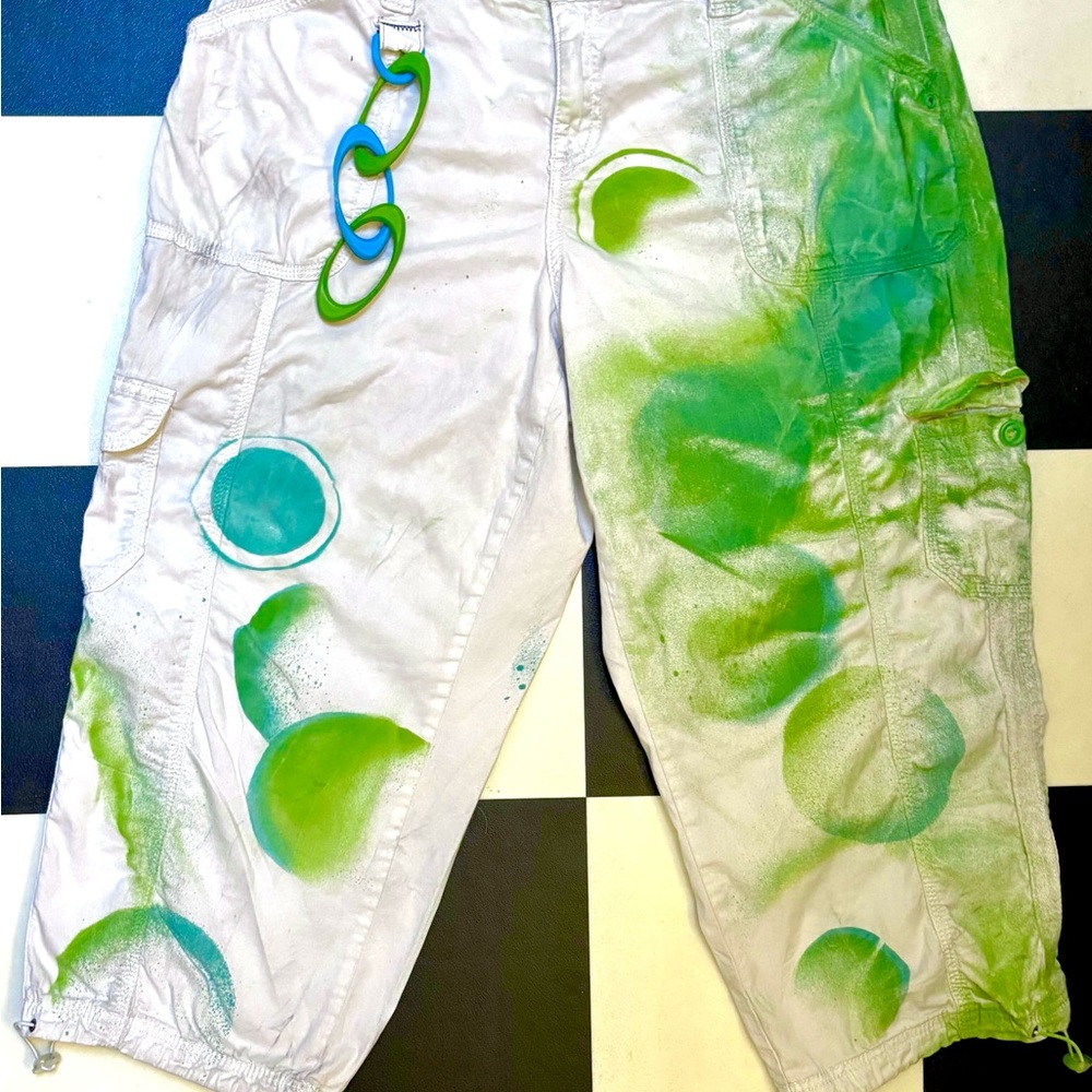 Frutiger white custom painted cargo pants